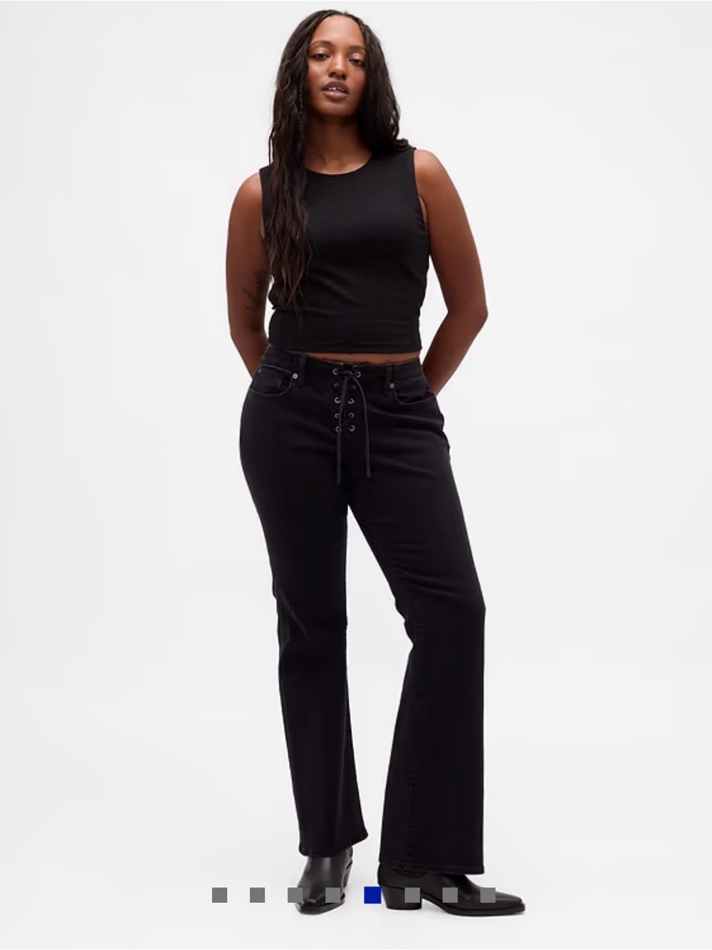 NWT: GAP Long & Lean Low Rise Black Lace Up Jeans / size 34 regular